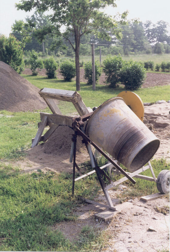 You can rent or buy gas-or electric-powered cement mixers like this one for small jobs, or have a truck deliver ready-mixed concrete for big projects.